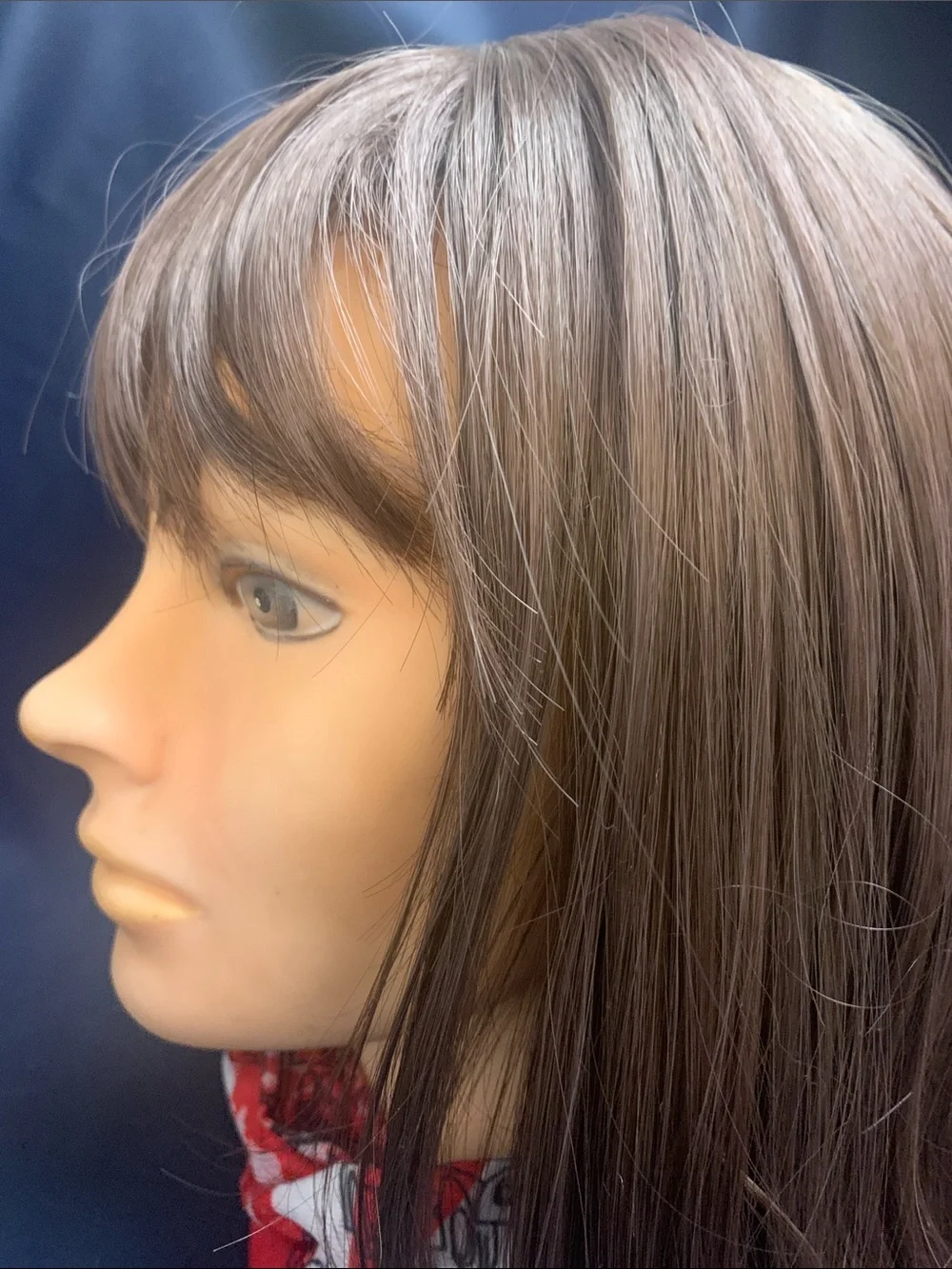 Long Straight Layered Wig with Bangs – Ash Brown Dimensional Highlights
